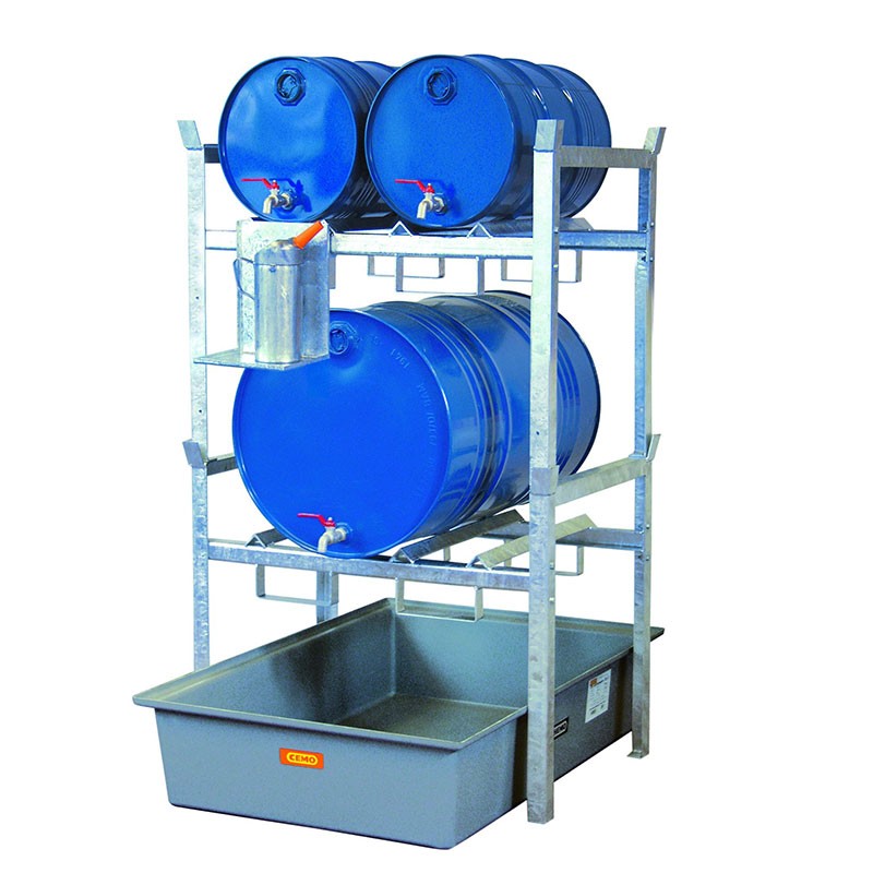 Rayonnage 400 pour fûts 60L ou 220L avec bac de rétention 220L – structure acier galvanisé 1