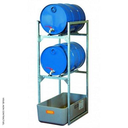 Rayonnage 120 avec supports fût pour fûts 2 x 60 litres – Pour huiles, lubrifiants – CEMO – Réf. CE 7081F 1