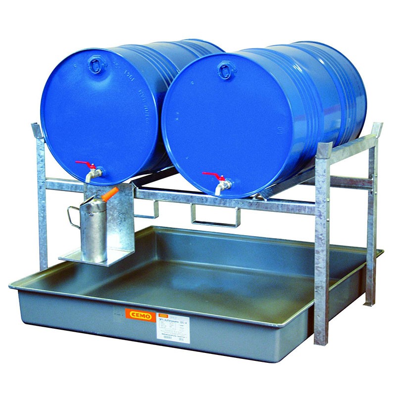 Rayonnage 2 fûts 220 litres et bac de rétention 220L – Acier galvanisé S235 – Réf. 7670F 1