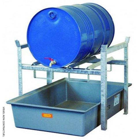 Rayonnage 400 CEMO pour 2 fûts de 60 litres ou 1 fût de 220 litres – Huiles, lubrifiants – Acier galvanisé 1