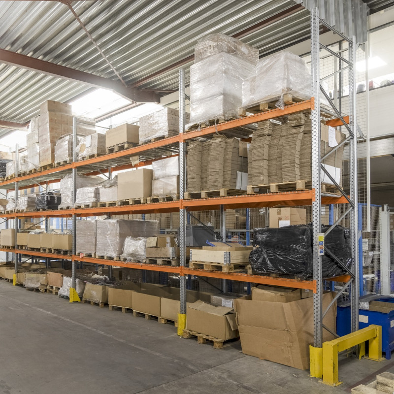 Rayonnage à palettes H3000 – Palettier 2 niveaux – Charge max 3200 kg – Hauteur 3 m – Lisses oranges 4