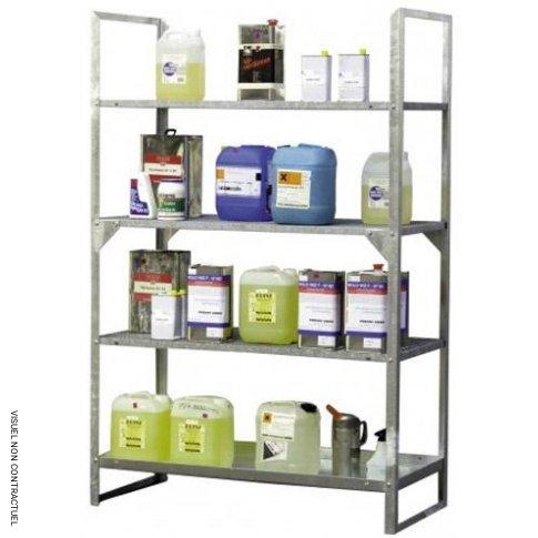 Rayonnage acier galvanisé sur 4 étages 13/20 – CEMO – Pour produits non corrosifs – Charge max 200 kg par niveau – 92 kg – CE 7820 - Image 1