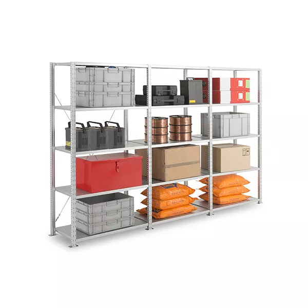 Rayonnage d&rsquo;atelier 5 niveaux galvanisé – Hauteur 2000 mm – Longueur 1000 mm – Stockage robuste pour atelier industriel 1