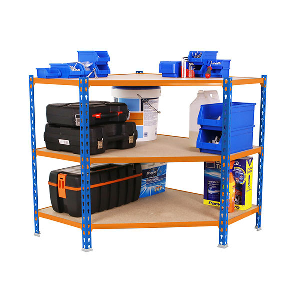 Rayonnage d&rsquo;angle 3 niveaux – Hauteur 900 mm – Charge 200 kg/niveau – Profondeur 300, 400 ou 500 mm 2