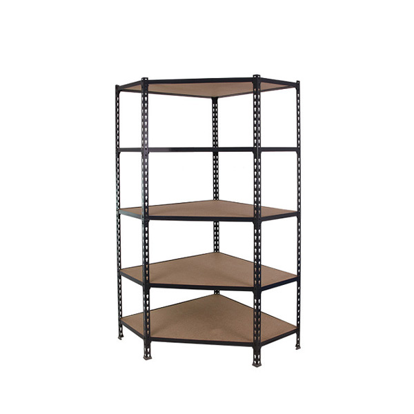 Rayonnage d&rsquo;angle 5 niveaux – Hauteur 1800 mm, largeur 900 mm, profondeur 300/400/500 mm, charge 200 kg/niveau 1