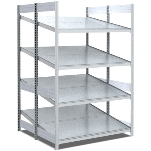 Rayonnage dynamique double profondeur – 2 inclinaisons – Hauteur 2000 mm – Charge 100 kg/niveau 2