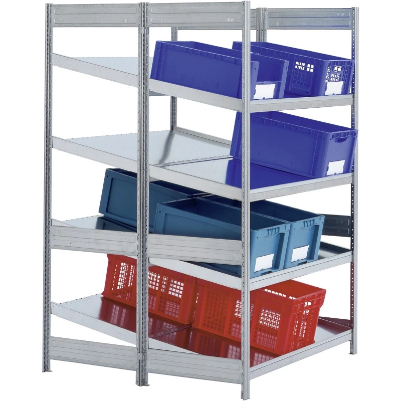 Rayonnage dynamique double profondeur – 2 inclinaisons – Hauteur 2000 mm – Charge 100 kg/niveau 1