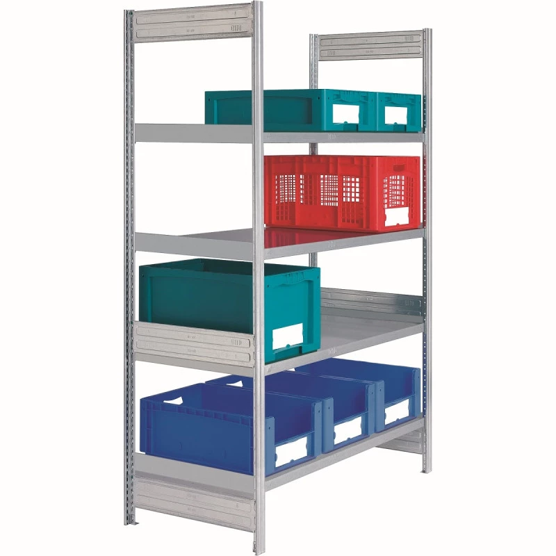 Rayonnage d&rsquo;approvisionnement galvanisé – Hauteur 2000 mm – 4 niveaux – Charge 100 kg/niveau – Longueur 1000 ou 1300 mm 1