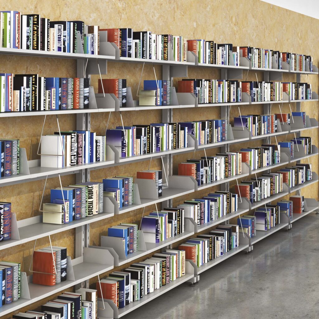 Rayonnage métallique de bibliothèque – Akaze 1 ou 2 faces, hauteur 2060mm, largeur 1030mm, charge max 40kg 1