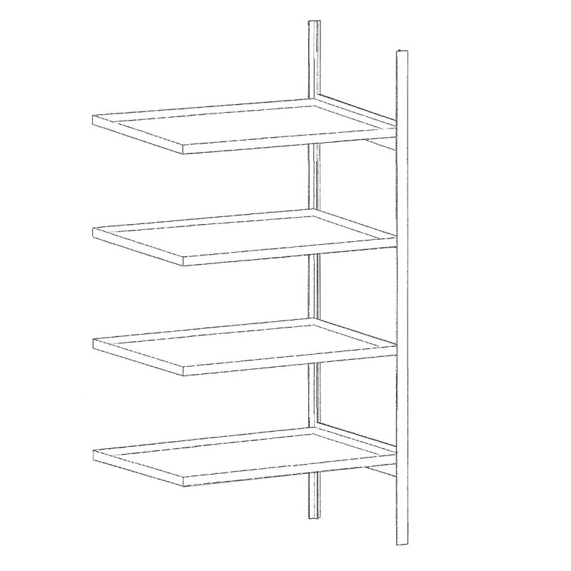 Rayonnage de rétention en acier galvanisé – 4 niveaux pour petits récipients – Capacité 120 L – 150 kg/niveau 4