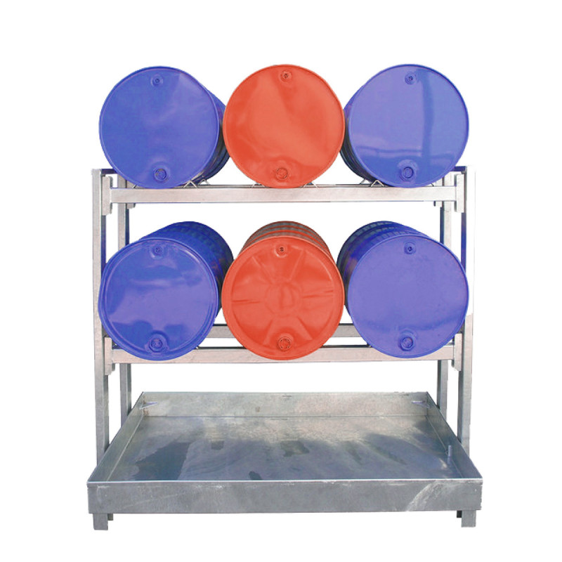 Rayonnage de rétention pour fûts galvanisé – Bac acier pour 2 à 6 fûts de 245 L 4