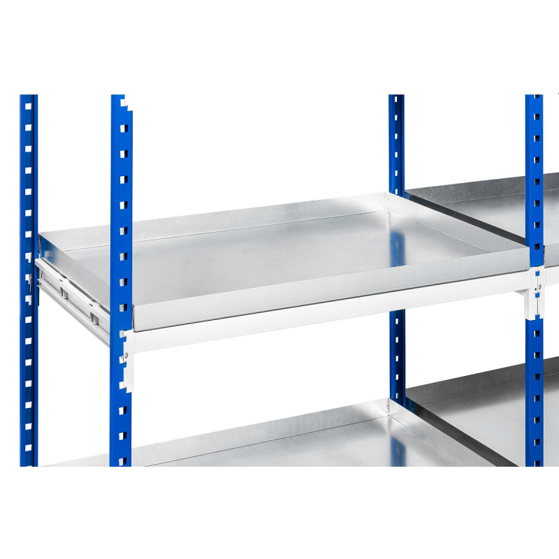 Rayonnage de rétention universel bacs acier – 4 niveaux, capacité 80 à 128 L, longueur 1000 ou 1250 mm 2