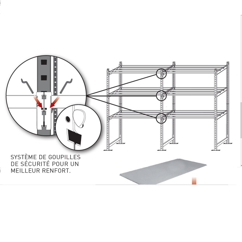 Rayonnage de rétention universel bacs acier – 4 niveaux, capacité 80 à 128 L, longueur 1000 ou 1250 mm 4