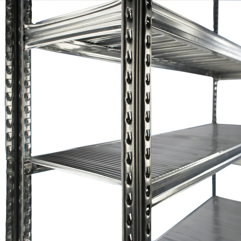 Rayonnage galvanisé d&rsquo;atelier léger – 3 à 7 niveaux, charge 130-280 kg/niveau, montage sans outils 4