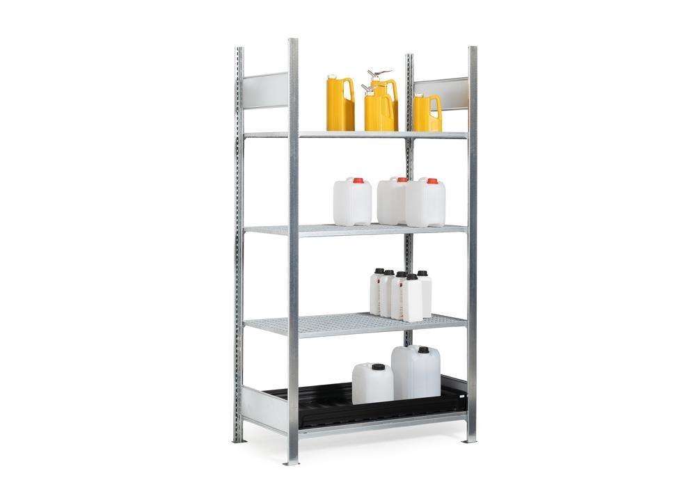 Rayonnage GKG 1060-V pro pour produits chimiques agressifs – 3 caillebotis, acier galvanisé, 1060 x 637 x 2000 mm 2
