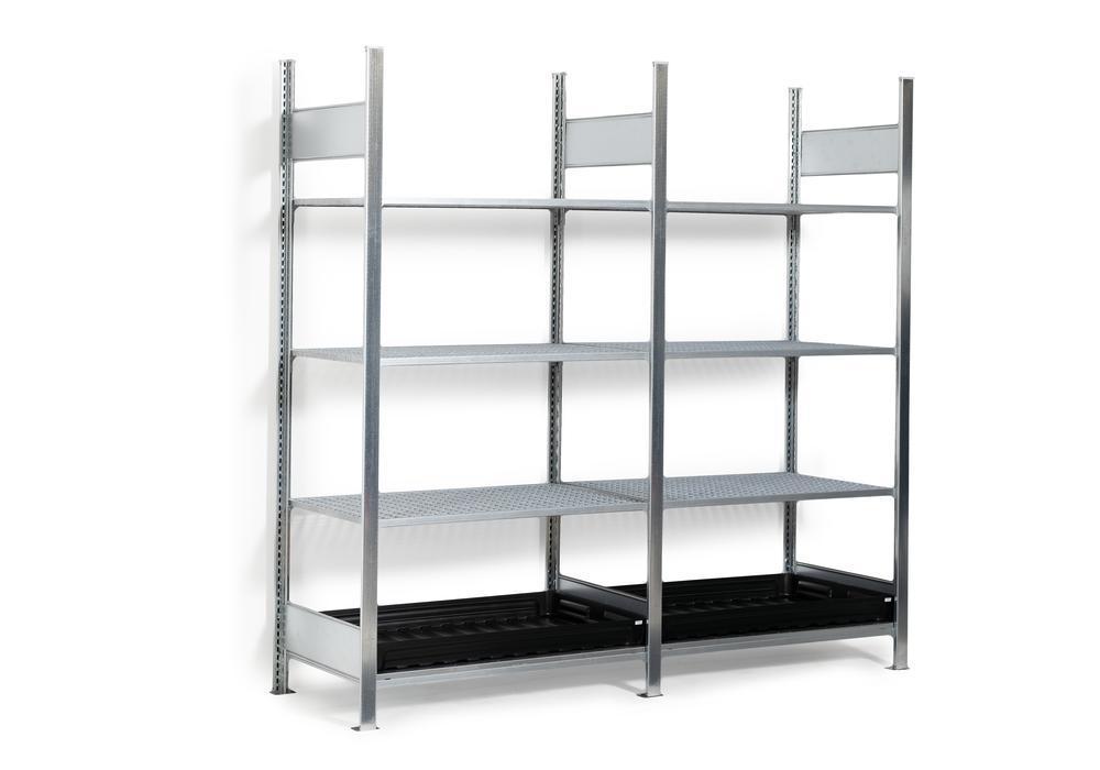 Elément complémentaire pour rayonnage GKG 1060-V pro – produits chimiques agressifs, caillebotis galva, 1010 x 640 x 2000 mm – bleu RAL 5010 1