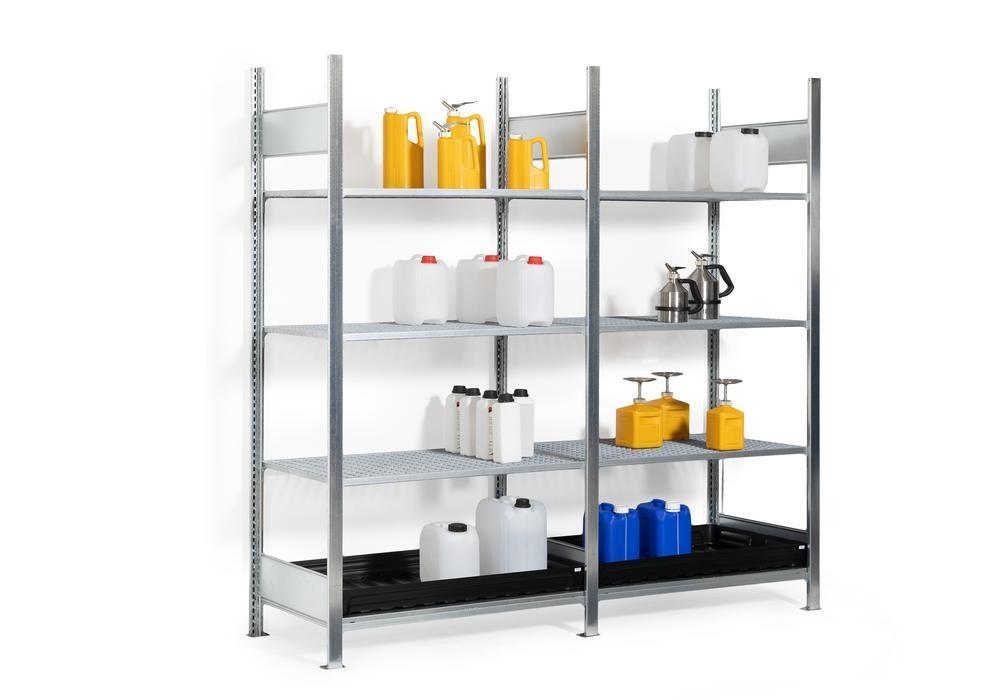 Elément complémentaire pour rayonnage GKG 1060-V pro – produits chimiques agressifs, caillebotis galva, 1010 x 640 x 2000 mm – bleu RAL 5010 3