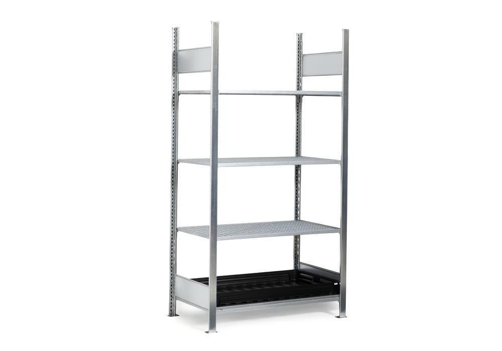 Elément complémentaire pour rayonnage GKG 1060-V pro – produits chimiques agressifs, caillebotis galva, 1010 x 640 x 2000 mm – bleu RAL 5010 2