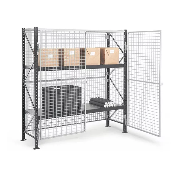 Rayonnage grillagé sécurisé 2 niveaux – Hauteur 2000 mm – Longueur 1800 mm – Profondeur 600 mm – Charge max 284 kg par niveau - Image 1