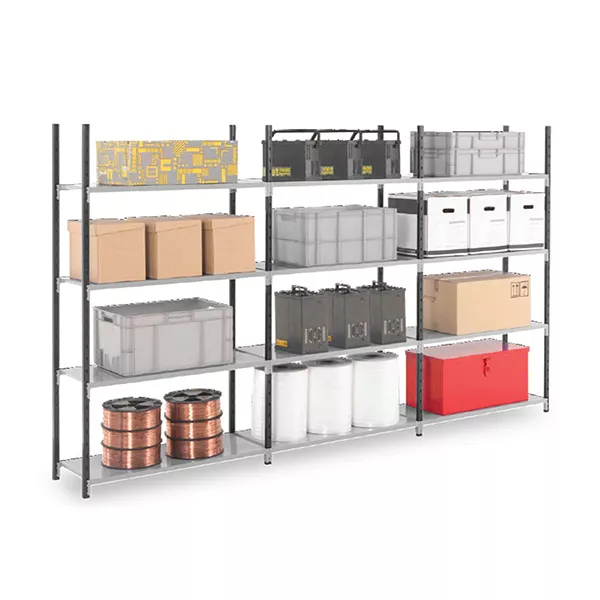 Rayonnage d&rsquo;atelier léger 4 niveaux tôlé – Hauteur 1750 mm – Longueur 1000 mm – Stockage polyvalent 2