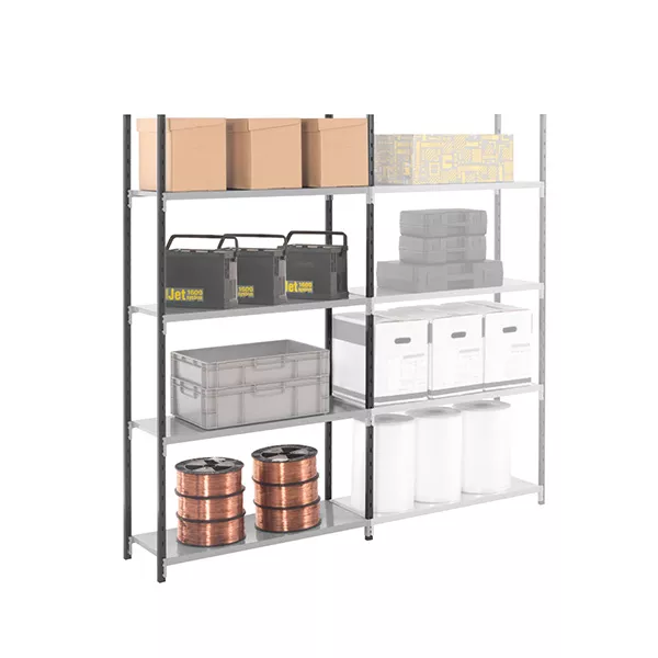 Rayonnage d&rsquo;atelier léger 4 niveaux tôlé – Hauteur 1750 mm – Longueur 1000 mm – Stockage polyvalent 1