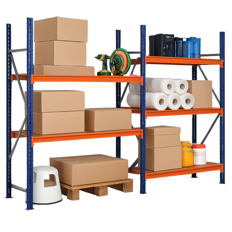 Rayonnage industriel mi-lourd platelage bois – Structure acier, modulable, ancrage possible 2