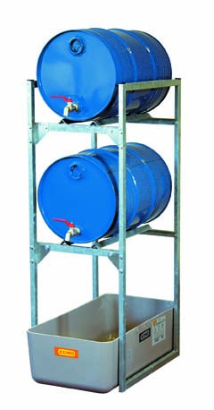 Rayonnage avec rétention 65 l pour stockage de 2 fûts de 60 l horizontaux 1/1 1
