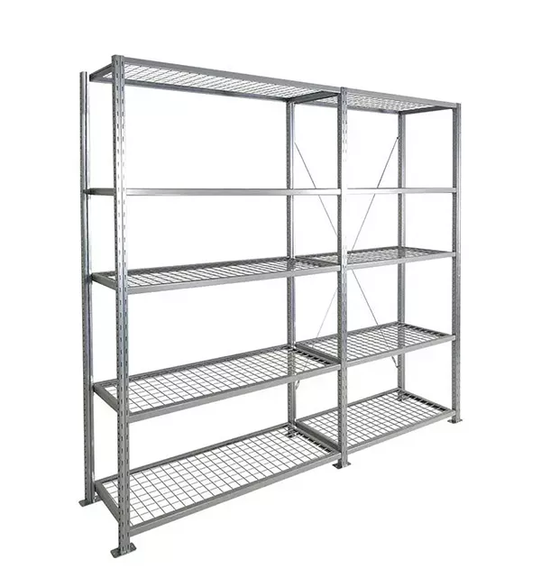 Rayonnage grillagé 5 niveaux – Tablettes grillagées APSAD R1 – Hauteur 2000mm – Longueur 1000mm – Profondeur 600mm – Charge max 200kg/niveau 1
