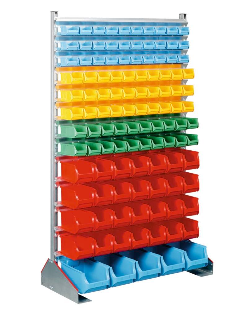 Rayonnage un côté avec 113 bacs à bec pro-line A – acier galvanisé – 1300 x 500 x 1900 mm – DENIOS 1