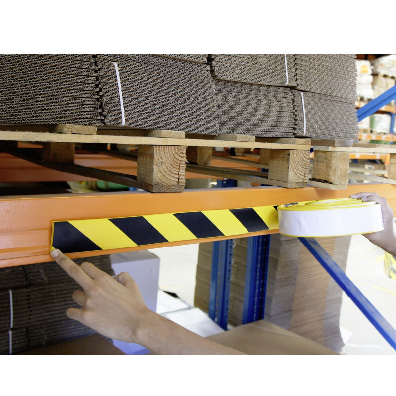 Rouleau adhésif de protection de rayonnage – Caoutchouc NBR – 5 m de long – 60 mm de large – 10 mm d&rsquo;épaisseur – Adhésif double face 1