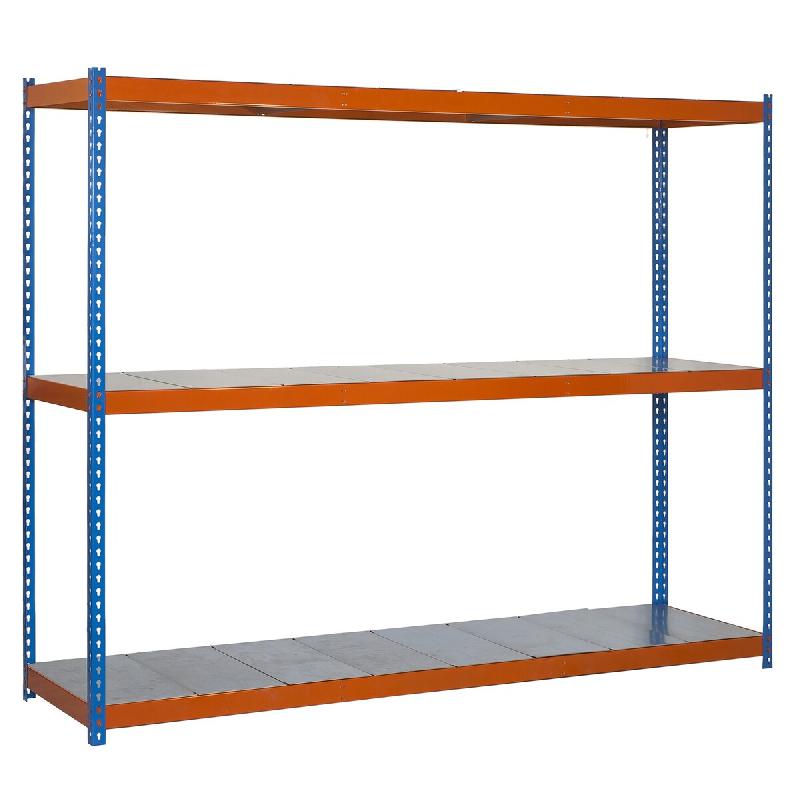 SimonRack Rayonnage industriel, 1500x1500x450 mm, 400 kg au point de flexion, 3 étagères métalliques, Bleu/Orange/Galvanisé- Ecoforte – orange mé - Image 1