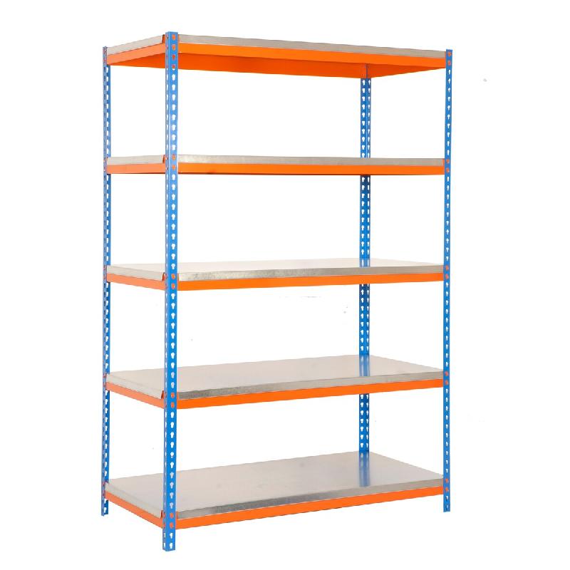 SimonRack Rayonnage industriel, 2000x1000x450 mm, 300 kg au point de flexion, 5 étagères métalliques, Bleu/Orange/Galvanisé- Bricoforte – orange m - Image 1