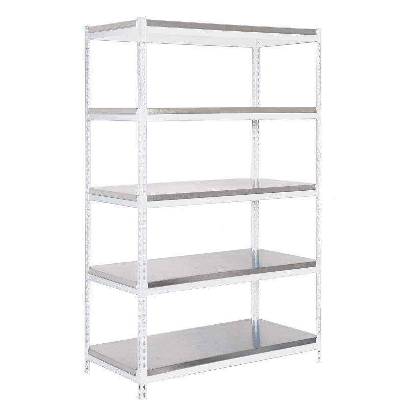 SimonRack Rayonnage industriel, 2000x1000x450 mm, 300 kg au point de flexion, 5 étagères métalliques, rayonnage garage, Blanc/Galvanisé- Bricofort - Image 1