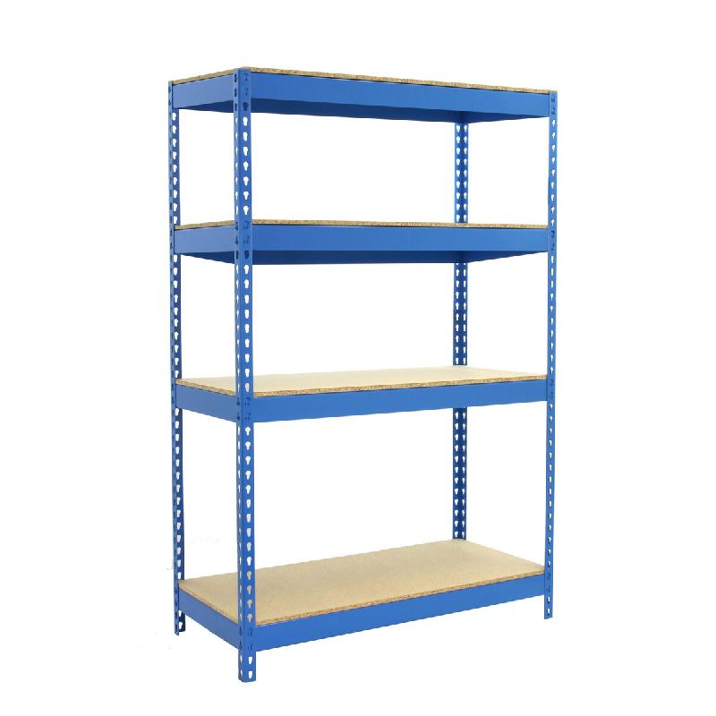 SimonRack Rayonnage industriel, 2000x1200x450 mm, 300 kg au point de flexion, 4 étagères bois, rayonnage garage, Bleu/Bois- Bricoforte – bleu métal - Image 1