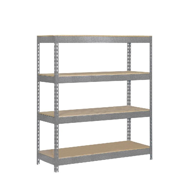 SimonRack Rayonnage industriel, 2000x1200x450 mm, 300 kg au point de flexion, 4 étagères bois, rayonnage garage, Galvanisé/Bois- Bricoforte – argen - Image 1