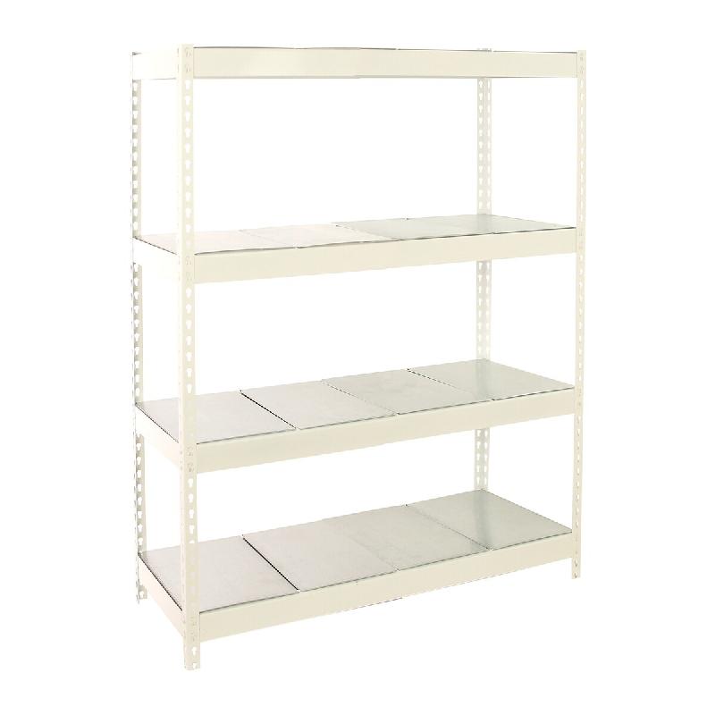 SimonRack Rayonnage industriel, 2000x1200x450 mm, 400 kg au point de flexion, 4 étagères métalliques, rayonnage garage, Blanc/Galvanisé- Ecoforte - Image 1