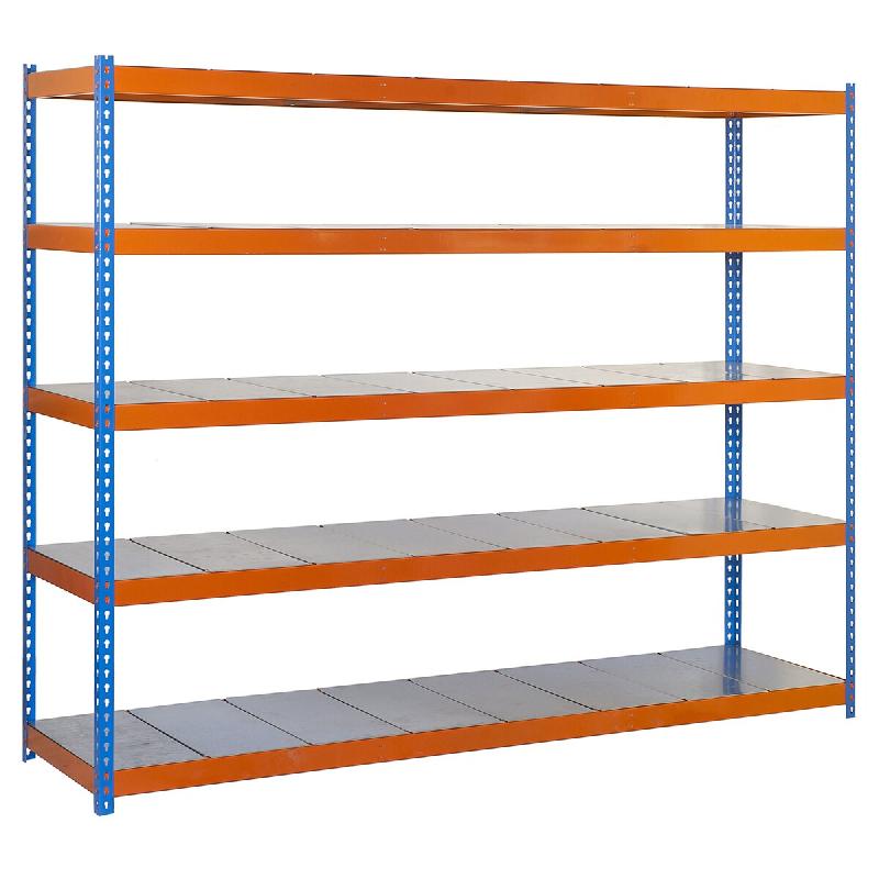 SimonRack Rayonnage industriel, 2000x1200x450 mm, 400 kg au point de flexion, 5 étagères métalliques, Bleu/Orange/Galvanisé- Ecoforte – orange mé - Image 1