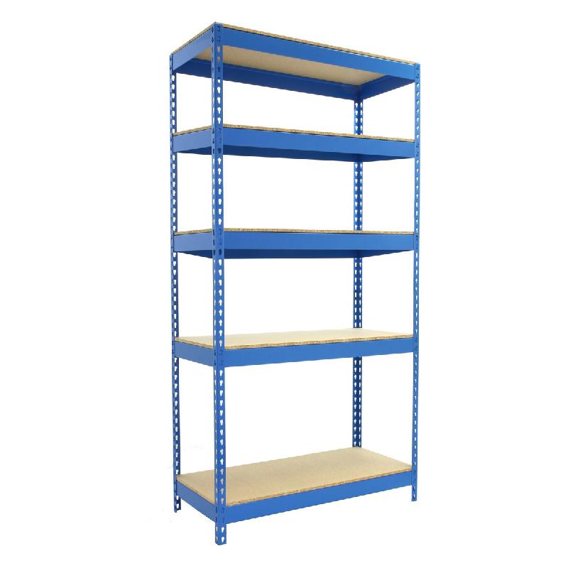 SimonRack Rayonnage industriel, 2000x1200x600 mm, 300 kg au point de flexion, 5 étagères bois, rayonnage garage, Bleu/Bois- Bricoforte – bleu métal - Image 1