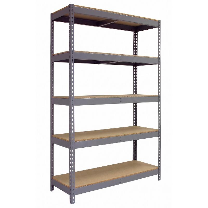 SimonRack Rayonnage industriel, 2000x1200x600 mm, 300 kg au point de flexion, 5 étagères bois, rayonnage garage, Gris/Bois- Bricoforte – gris métal - Image 1