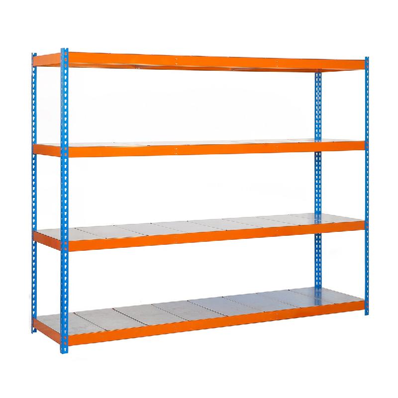 SimonRack Rayonnage industriel, 2000x1500x450 mm, 400 kg au point de flexion, 4 étagères métalliques, Bleu/Orange/Galvanisé- Ecoforte – orange mé - Image 1
