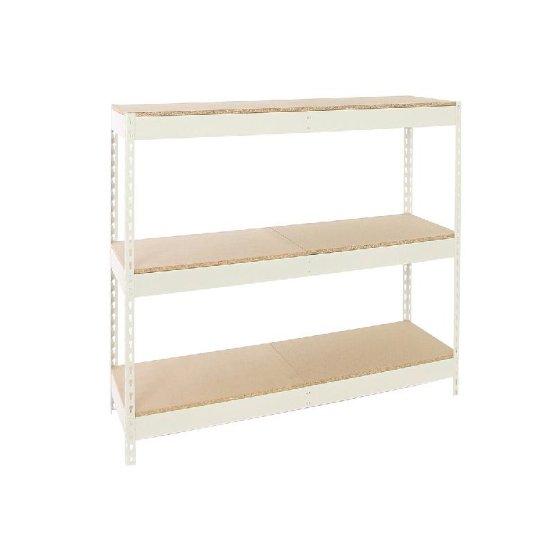 SimonRack Rayonnage industriel, 2000x1500x750 mm, 400 kg au point de flexion, 3 étagères bois, rayonnage garage, Blanc/Bois- Ecoforte – blanc métal - Image 1