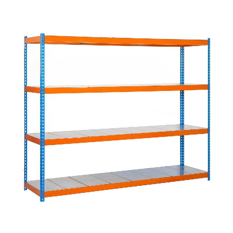 SimonRack Rayonnage industriel, 2000x1500x750 mm, 400 kg au point de flexion, 4 étagères métalliques, Bleu/Orange/Galvanisé- Ecoforte – orange mé - Image 1