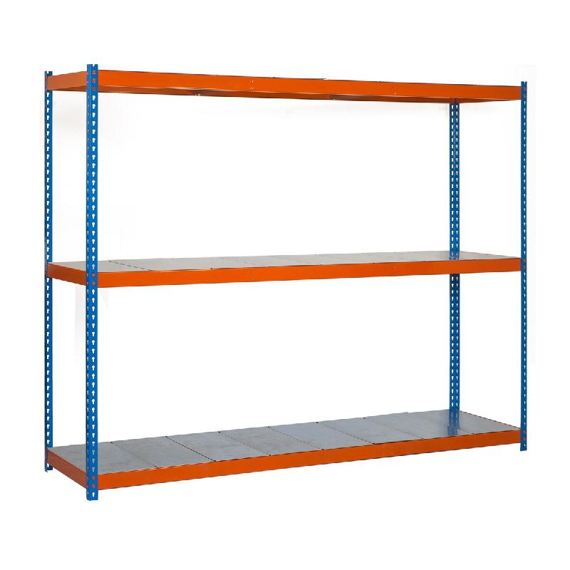 SimonRack Rayonnage industriel, 2000x1800x750 mm, 400 kg au point de flexion, 3 étagères métalliques, Bleu/Orange/Galvanisé- Ecoforte – orange mé - Image 1