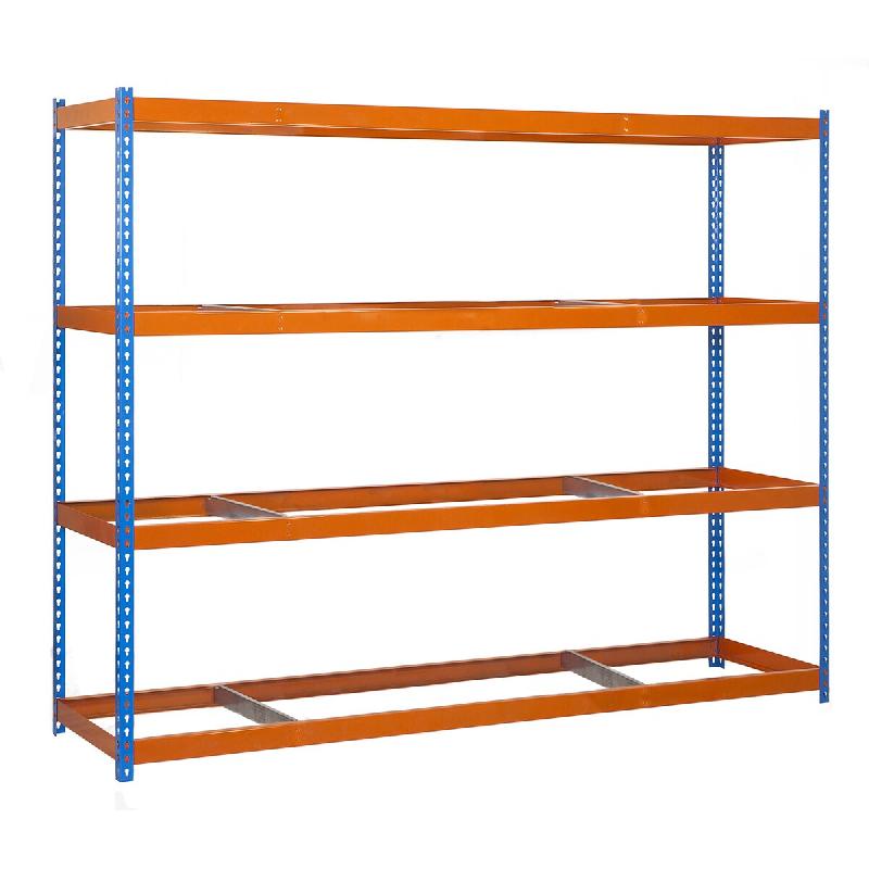 SimonRack Rayonnage industriel, 2000x2100x900 mm, 500 kg au point de flexion, 4 niveaux, sans tablettes, rayonnage garage, Bleu/Orange- Simonforte – o - Image 1