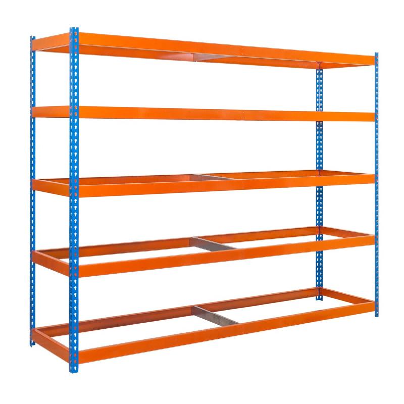 SimonRack Rayonnage industriel, 2000x2400x600 mm, 400 kg au point de flexion, 5 niveaux, sans tablettes, rayonnage garage, Bleu/Orange- Simonforte – o - Image 1