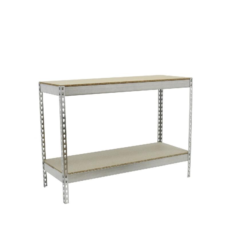 SimonRack Rayonnage industriel, 900x1200x450 mm, 400 kg au point de flexion, 2 étagères bois, Galvanisé/Bois- Ecoforte – argenté métal 8435104957578 - Image 1