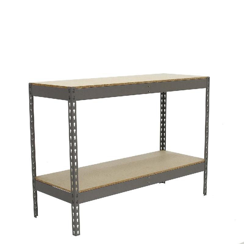 SimonRack Rayonnage industriel, 900x1200x600 mm, 400 kg au point de flexion, 2 étagères bois, rayonnage garage, Gris/Bois- Ecoforte – gris métal 84 - Image 1