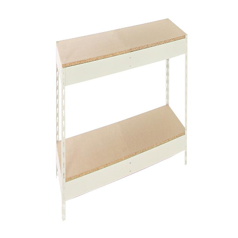 SimonRack Rayonnage industriel, 900x1500x450 mm, 400 kg au point de flexion, 2 étagères bois, rayonnage garage, Blanc/Bois- Ecoforte – blanc métal - Image 1