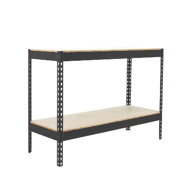 SimonRack Rayonnage industriel, 900x1500x750 mm, 400 kg au point de flexion, 2 étagères bois, rayonnage garage, Anthracite/Bois- Ecoforte – noir mé - Image 1