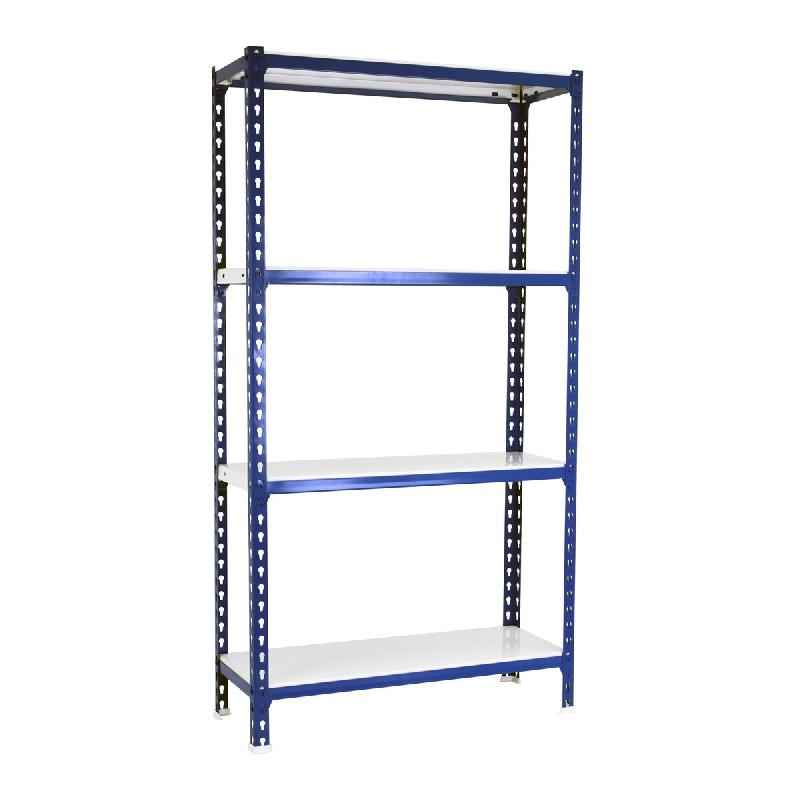 SimonRack Rayonnage métallique, 1500x800x300 mm, 4 niveaux, tablette métallique, 180 kg au point de flexion, Bleu/Blanc – Simonclick – métal 843510 1